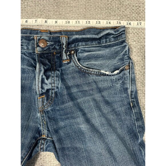 Abercrombie & Fitch Jeans Mens 28x31 Blue Remsen Low Rise Slim Straight Read - Picture 6 of 16